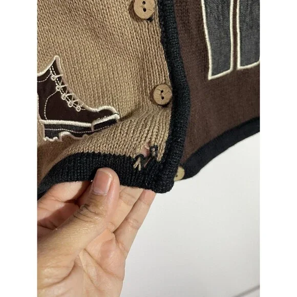 Vtg Christopher & Banks Vest M Brown Hiking Ramie Retro Hand Embroidered 90s Y2K - Picture 3 of 12